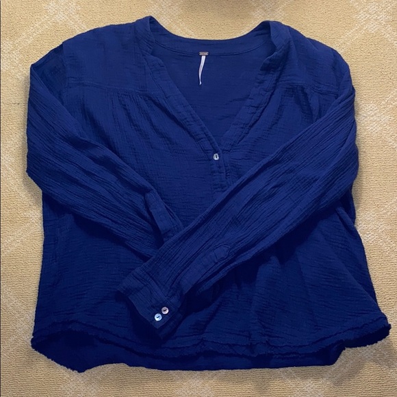 Free People Blue Blouse - Picture 2 of 4